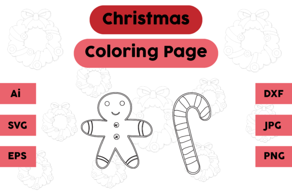 A Ginger Candy Christmas Coloring Page: Graphics for Lifestyle & Holiday Content