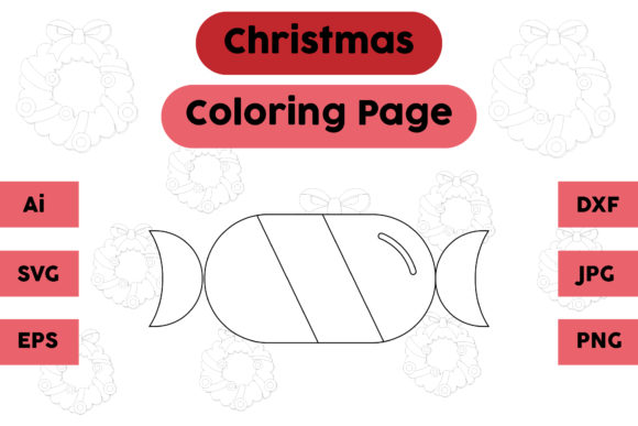 Candy Graphics: A Playful Christmas Coloring Page Asset