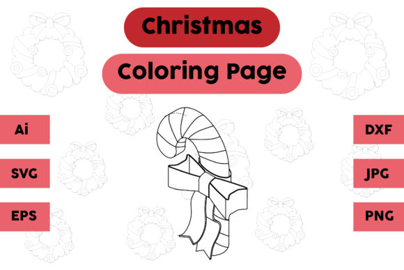 Christmas Coloring Page Candy 04: A Versatile Graphic Asset for Product Creation