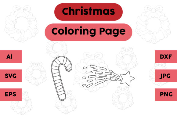 Christmas Coloring Page Candy Star Set 2: A Festive Graphics Asset