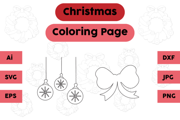 Christmas Coloring Page Decoration Set 3: A Versatile Graphics Asset