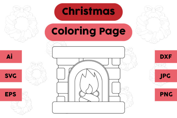 Christmas Coloring Page - Fireplace 01 for Brand Identity