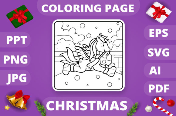 Christmas Coloring Page for Kids 20 V4 Graphics Review