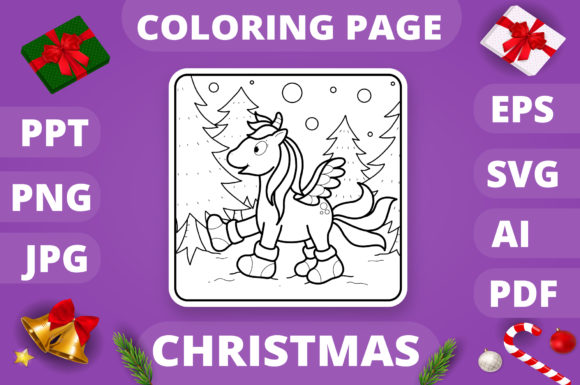 Christmas Coloring Page for Kids 6 V4: A Graphic Design Asset Review