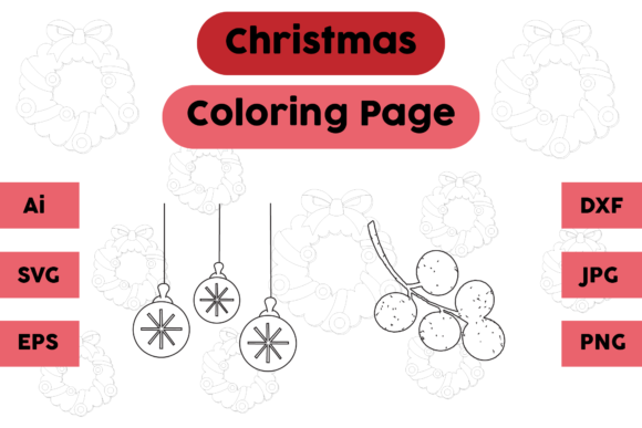 Christmas Coloring Page Fruit Set: A Festive Graphics Asset