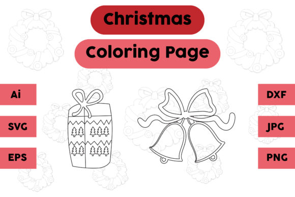 Christmas Coloring Page Gift Bell Set 04: A Versatile Graphics Asset