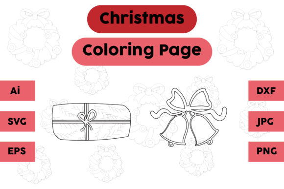 Christmas Coloring Page Gift Bell Set 06: A Versatile Graphics Asset