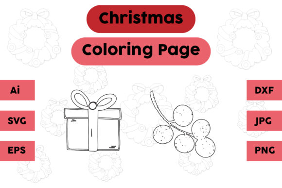 Christmas Coloring Page Gift Fruit Set 5: A Festive Graphics Asset