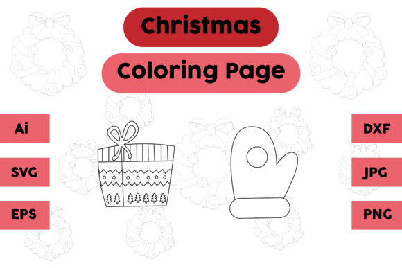Christmas Coloring Page Gift Glove Set 1: A Versatile Graphics Asset