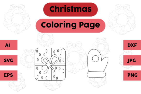 Christmas Coloring Page Gift Glove Set 3: A Versatile Graphics Asset