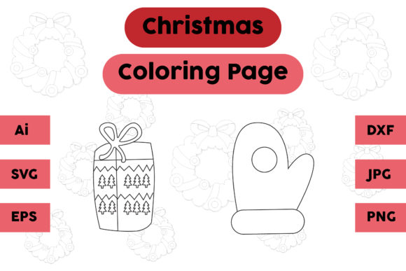 Christmas Coloring Page Gift Glove Set: A Versatile Graphics Asset