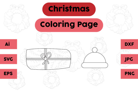Christmas Coloring Page Gift Hat Set 03: A Versatile Graphics Asset