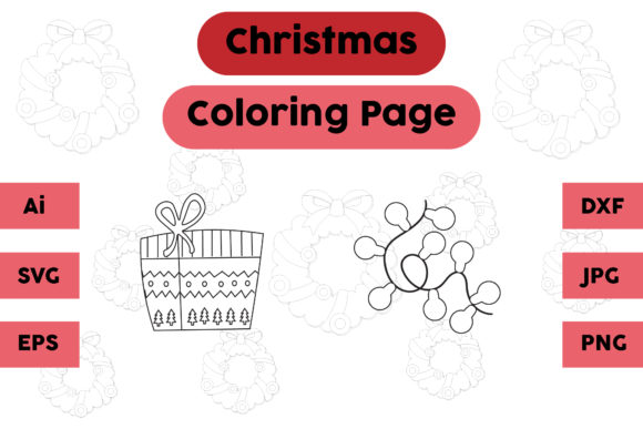 Christmas Coloring Page Gift Lamp Set 01: A Creative Graphics Asset