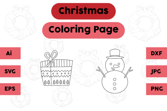 Christmas Coloring Page Gift Snow Set 01: A Graphics Must-Have