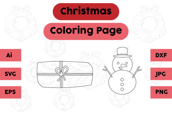Christmas Coloring Page Gift Snow Set 03: A Festive Graphics Asset