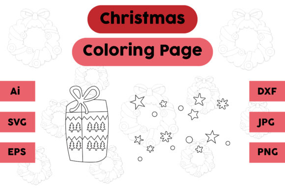 Christmas Coloring Page Gift Star Set 08: A Graphics Gem