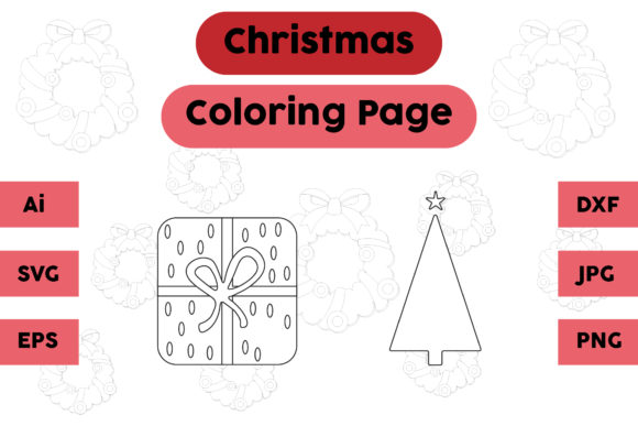 Christmas Coloring Page Gift Tree Set 14: A Festive Graphics Asset
