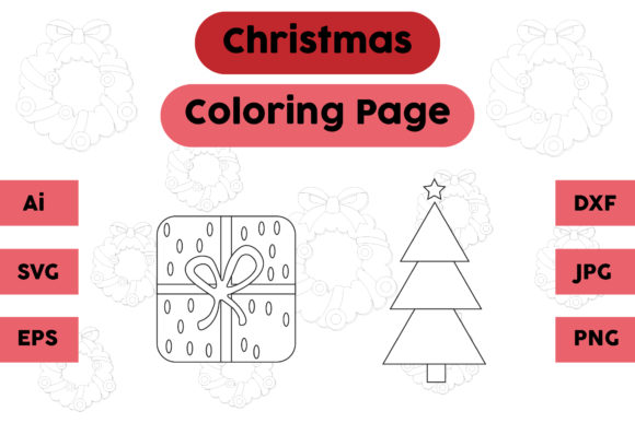 Christmas Coloring Page Gift Tree Set 15: A Graphics Gem