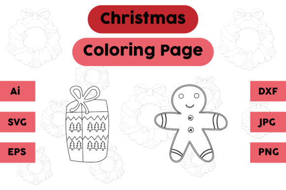 Christmas Coloring Page Ginger Set 01: A Festive Graphic Asset