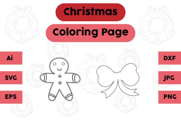 Christmas Coloring Page Ginger Tie Set: A Festive Graphics Asset