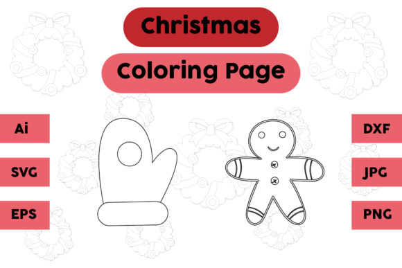Christmas Coloring Page Glove Ginger Set: A Graphics Must-Have