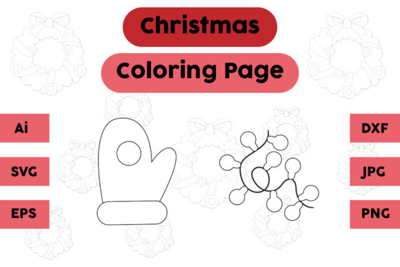 Christmas Coloring Page Glove Lamp Set 1: A Versatile Graphics Asset