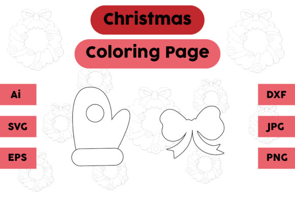 Christmas Coloring Page Glove Tie Set 01: A Graphics Essential