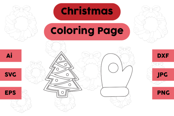 Christmas Coloring Page Gloves Tree Set: A Graphics Gem for Creative Projects