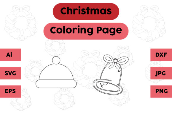 Christmas Coloring Page Hat Bell Set 01: A Graphics Gem