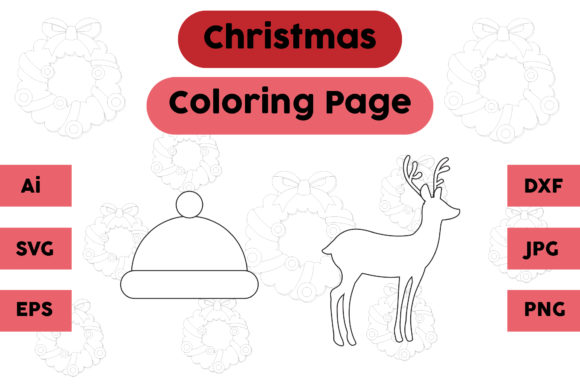 Christmas Coloring Page Hat Deer Set 01: A Festive Graphics Asset