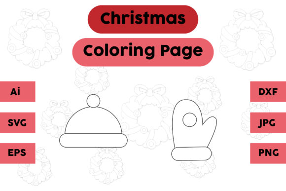 Christmas Coloring Page Hat Glove Set 01: A Festive Graphics Asset