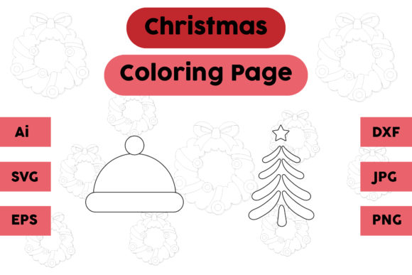 Christmas Coloring Page Hat Tree Set 03: A Festive Graphics Asset