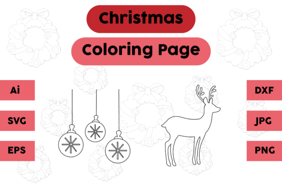 Christmas Coloring Page Lamp Deer Set: A Versatile Graphics Asset