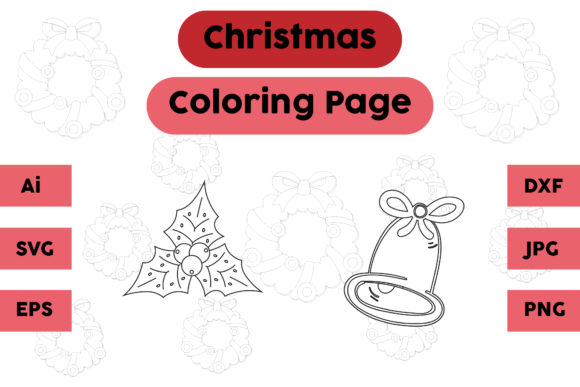 Christmas Coloring Page Plum Bell Set 01: A Festive Graphics Asset