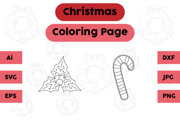 Christmas Coloring Page Plum Candy Set 1: A Festive Graphics Asset