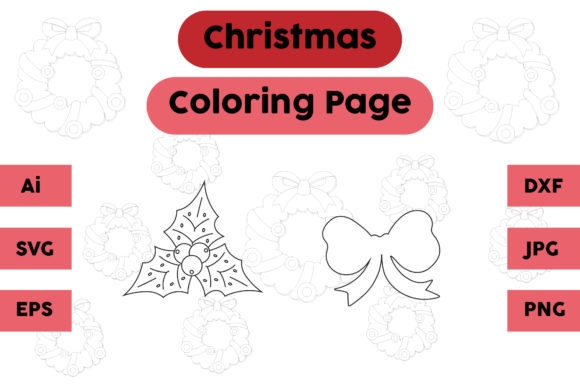 Christmas Coloring Page Plum Tie Set 01: A Festive Graphics Asset