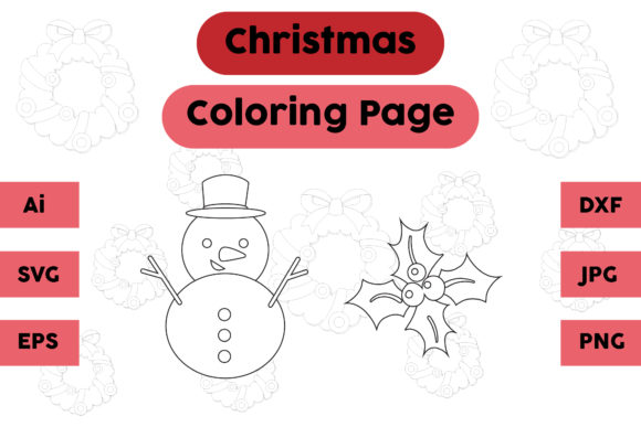 Christmas Coloring Page Snow Plum Set 02: A Versatile Graphics Asset