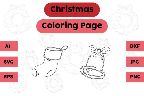 Christmas Coloring Page Socks Bell Set 3 Review