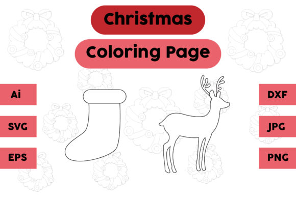 Christmas Coloring Page Socks Deer Set 1: A Graphics Review