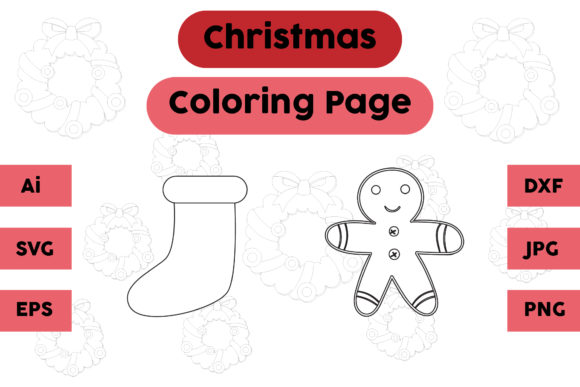 Christmas Coloring Page Socks Ginger Set: A Festive Graphics Asset