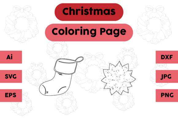 Christmas Coloring Page Socks Set 04: A Festive Graphics Asset