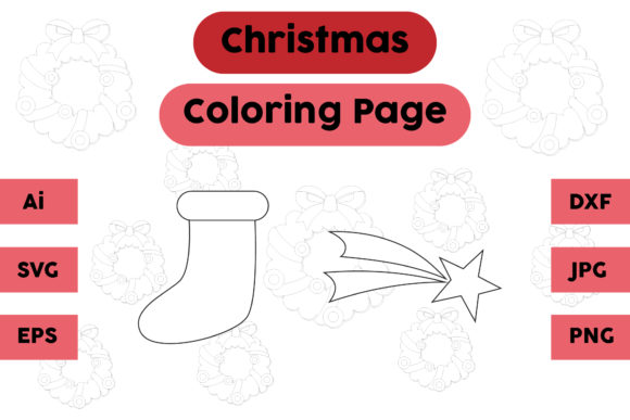 Christmas Coloring Page Socks Star Set 1: A Graphics Gem