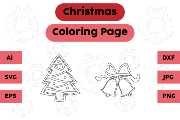 Christmas Coloring Page Tree Bell Set 02: A Versatile Graphics Asset