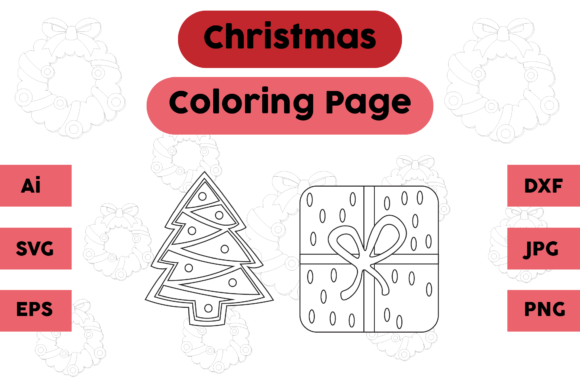 Christmas Coloring Page Tree Gift Set 04: A Versatile Graphics Asset