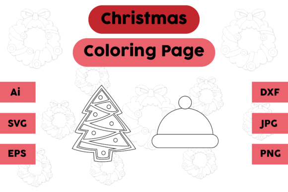 Christmas Coloring Page Tree Hat Set 01: A Versatile Graphics Asset