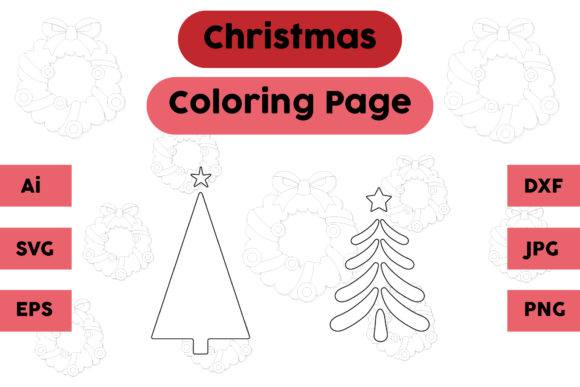 Christmas Coloring Page Tree Set 04: A Graphics Gem for Seasonal Branding