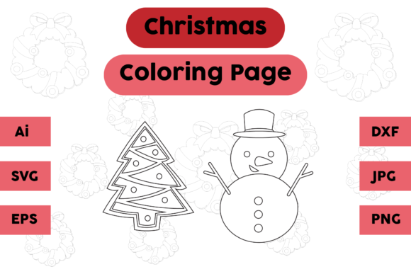 Christmas Coloring Page Tree Snow Set 02: A Festive Graphics Addition