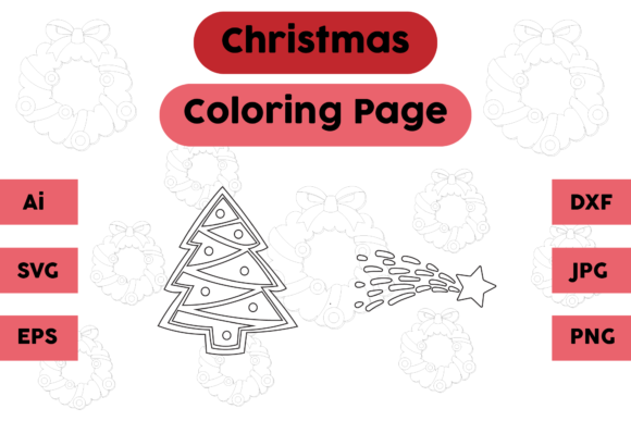 Christmas Coloring Page Tree Star Set 02: A Versatile Graphics Asset
