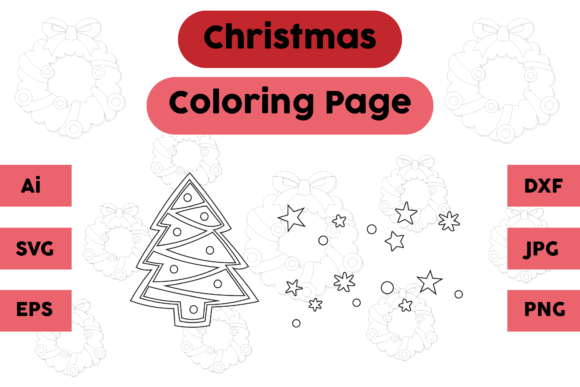 Christmas Coloring Page Tree Star Set 04: Perfect for Creative Graphics