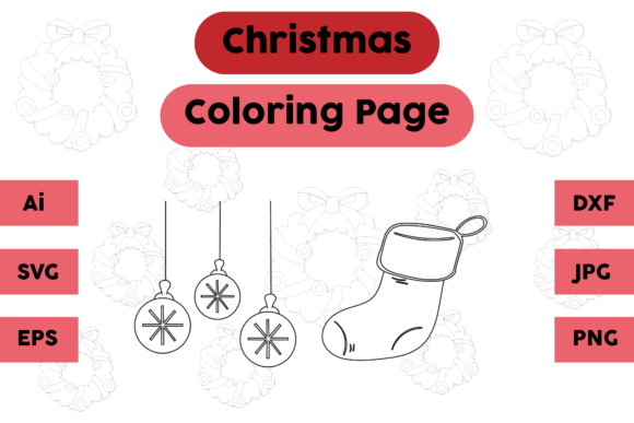 Christmas Lamp Socks Graphics for Coloring Pages & Seasonal Sellers